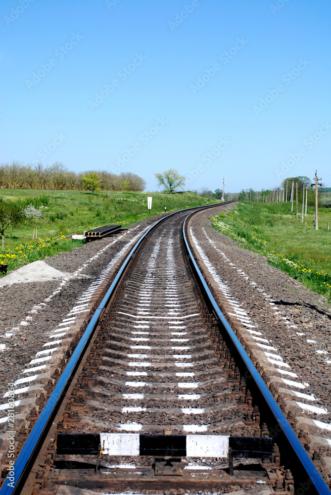 railroad recedes into the distance