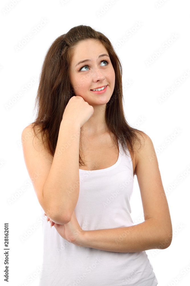 Portrait of a smiling thinking woman Portrait of a smiling thinking woman