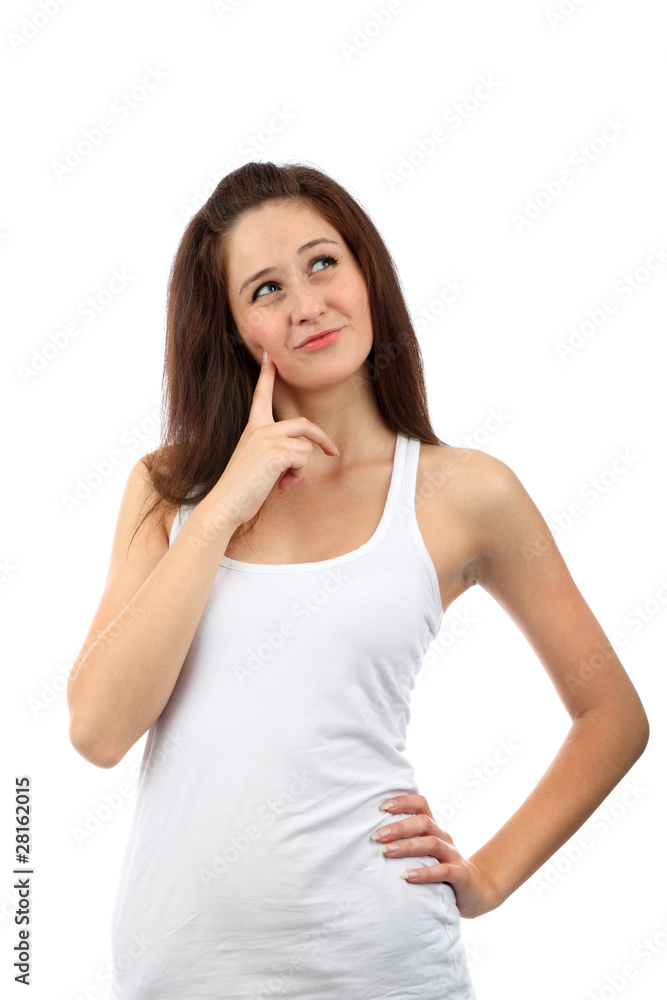 Portrait of a smiling thinking woman Portrait of a smiling thinking woman