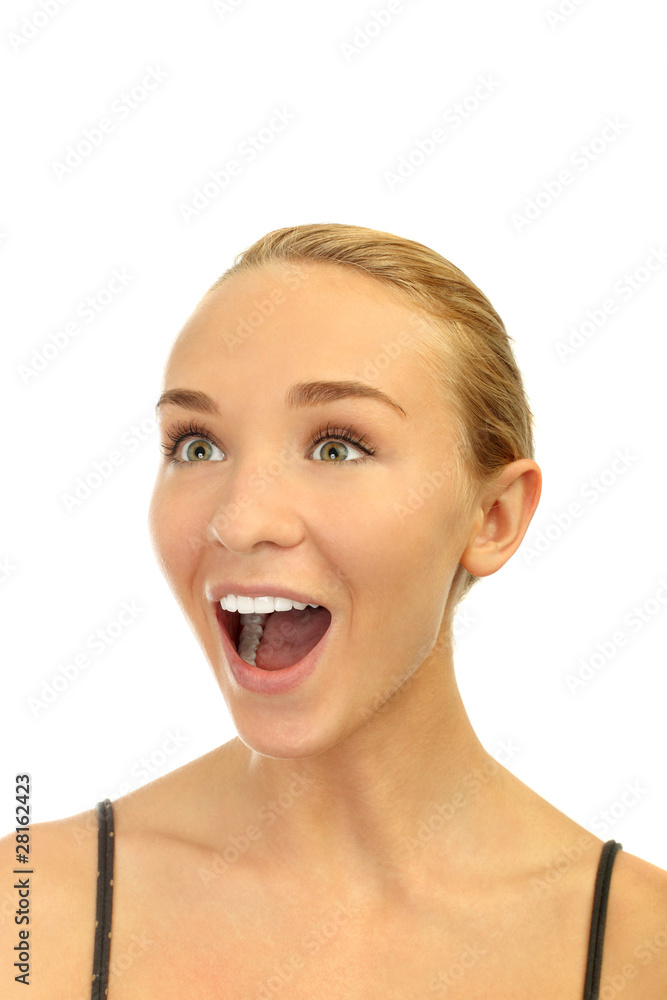 Portrait of a beautiful young woman, looking up Portrait of a beautiful young woman, looking up