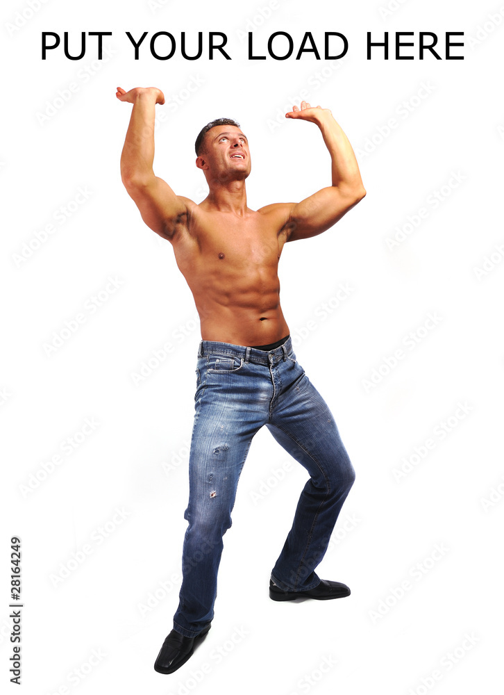 Macho musculature man with a copy space isolated Macho musculature man with a copy space isolated