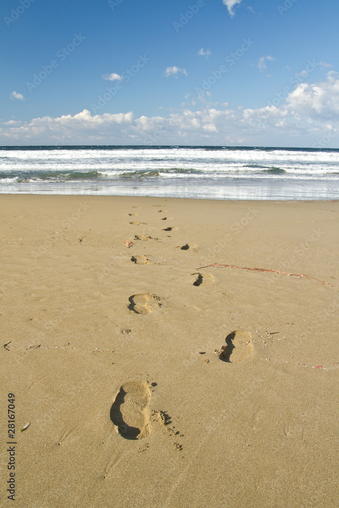 plage de sable et traces de pas plage de sable et traces de pas