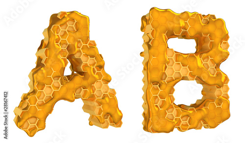 Honey font A and B letters isolated photo