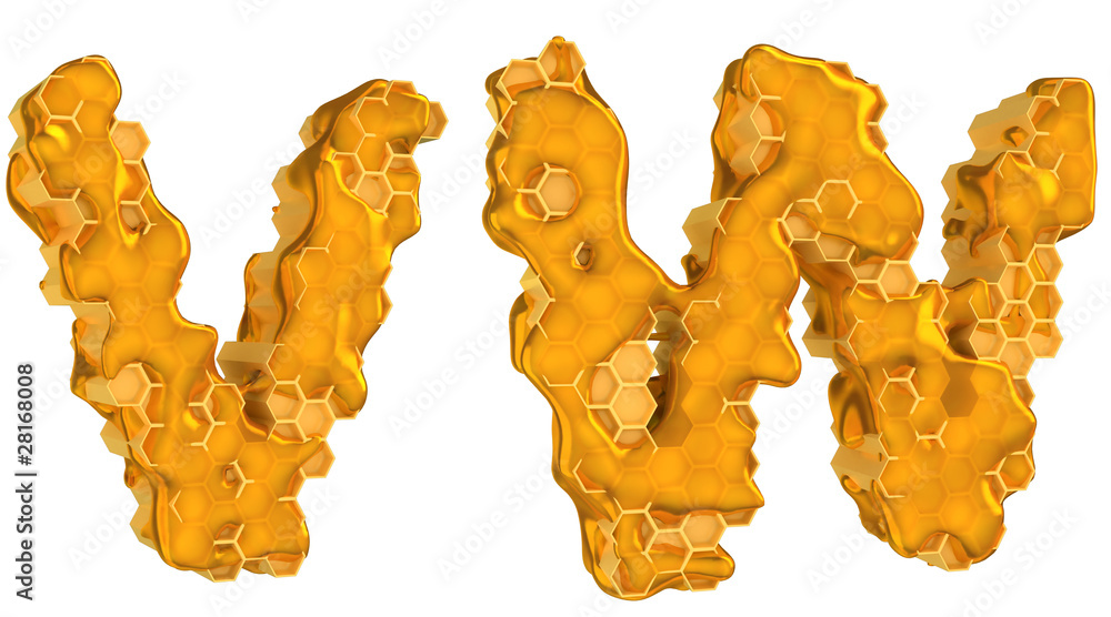 Honey font W and V letters isolated Honey font W and V letters isolated