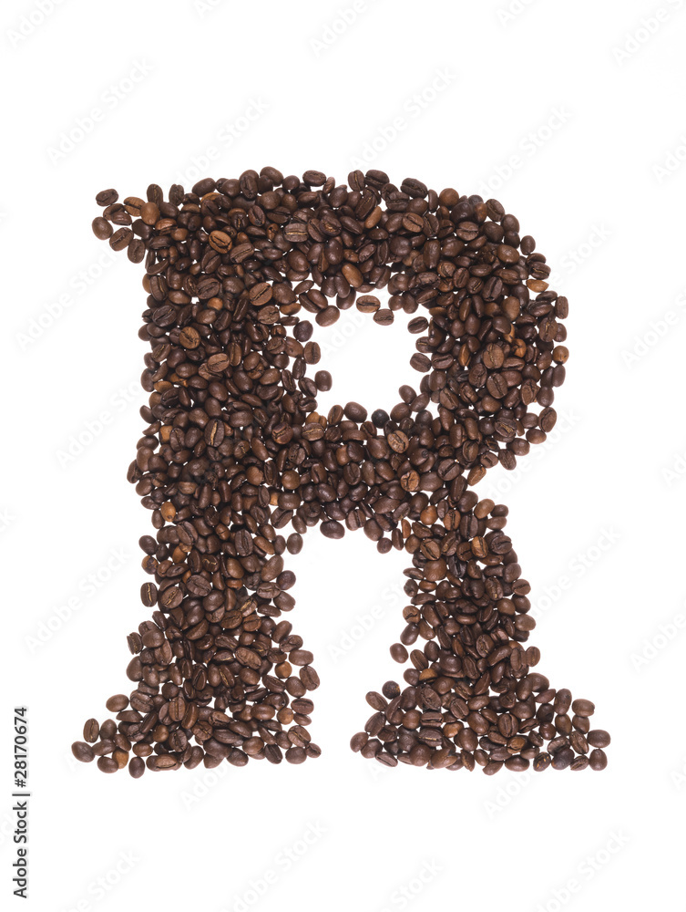 lettera dell'alfabeto fatta con i chicchi di caffe lettera dell'alfabeto fatta con i chicchi di caffe