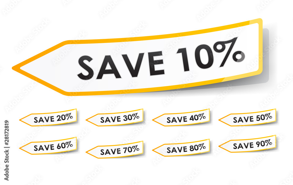 Fototapeta premium yellow and white shiny vector discount sticker