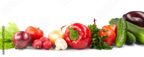 fresh vegetables on the white background