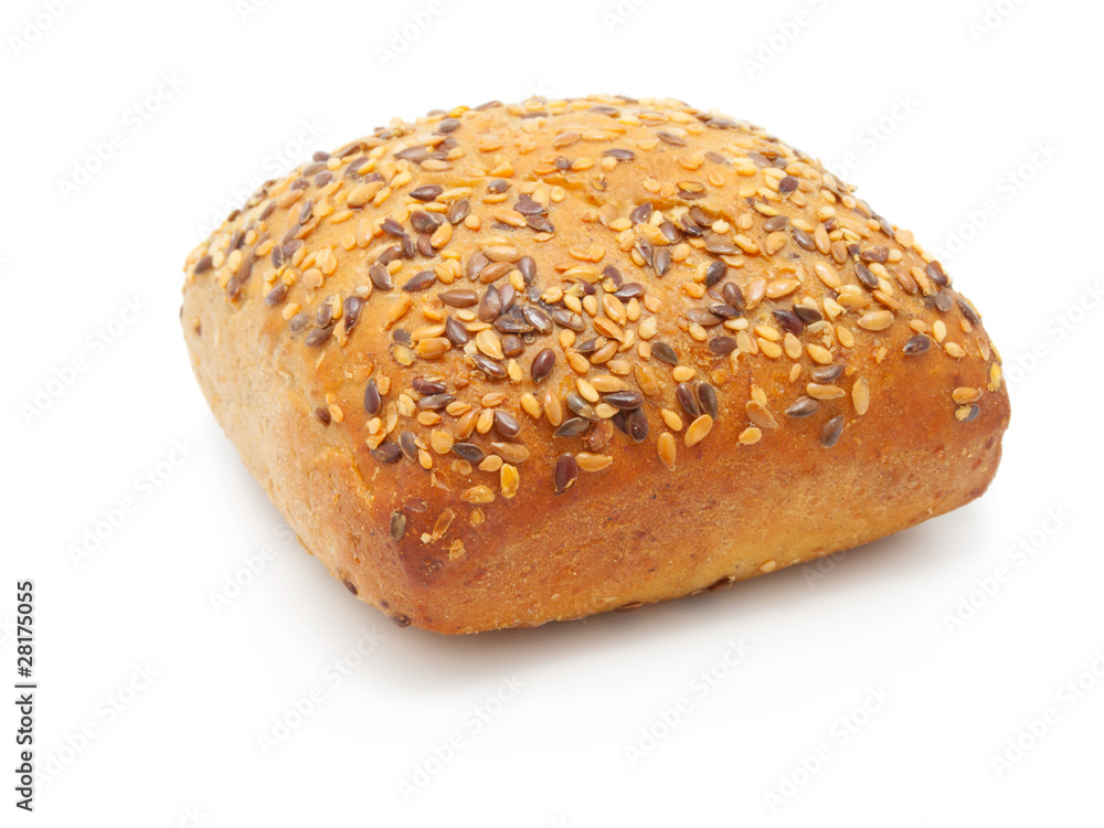 One bun with sesame isolated on a white background One bun with sesame isolated on a white background