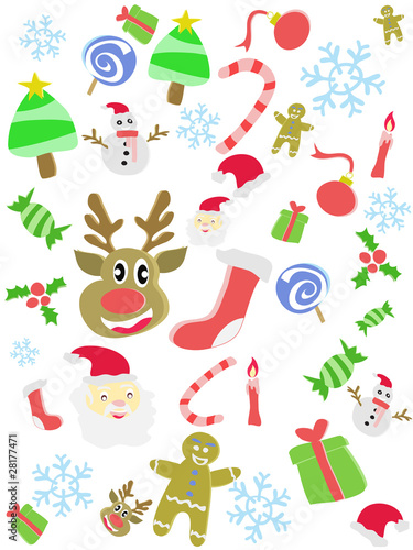 cartoon doodle Christmas seamless background