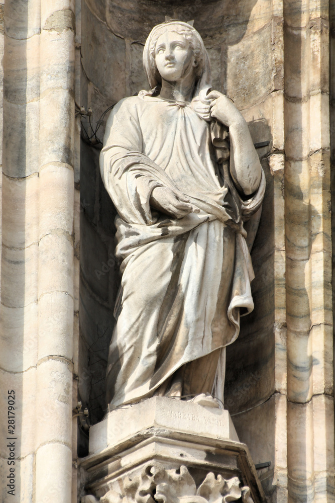Saint Barbara in Milan cathedral facade