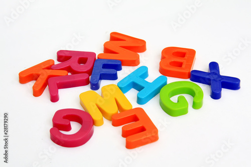 Alphabet letters on plain background