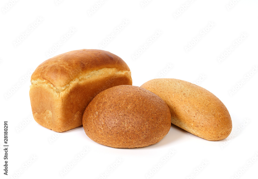Three loaves of bread isolated on white Three loaves of bread isolated on white
