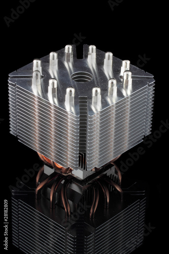 CPU Heat Sink Isolated on Black Background