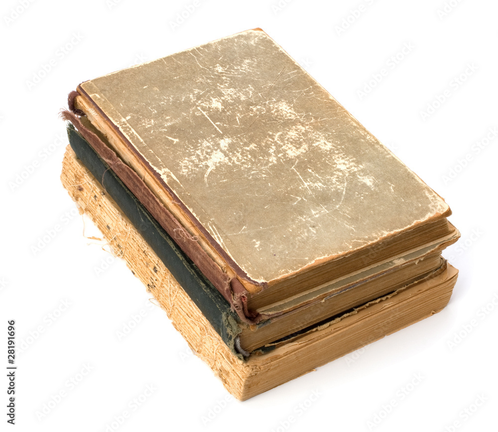 tattered book stack isolated on white background tattered book stack isolated on white background