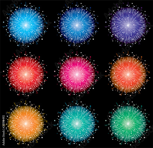 vector set of colorful fireworks