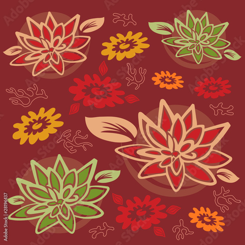 Fond Motif Fleurs de Lotus - Nénuphars