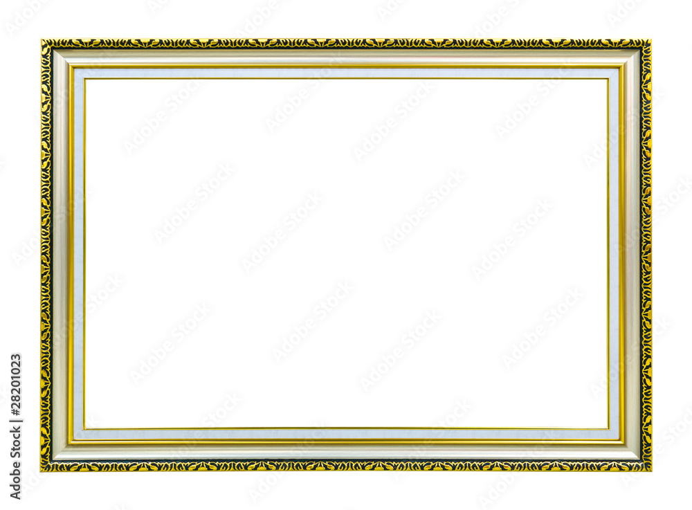 golden wood photo image frame isolated on white background golden wood photo image frame isolated on white background