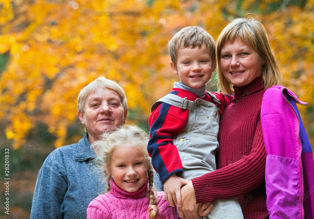 Happy family autumn outdoor portrait Happy family autumn outdoor portrait