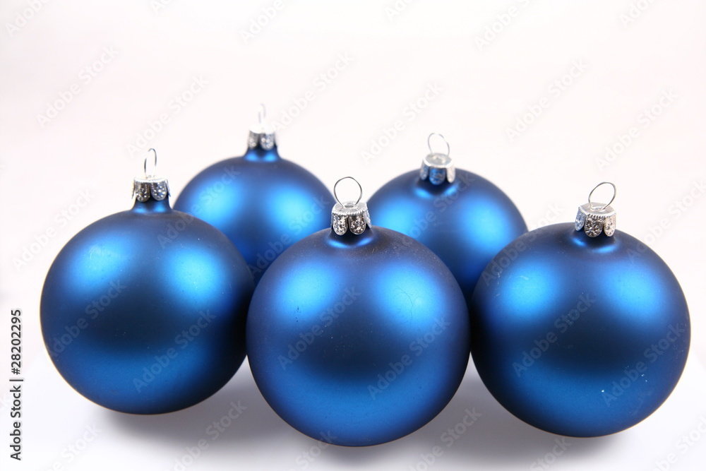 Blue matt christmas balls on white background Blue matt christmas balls on white background