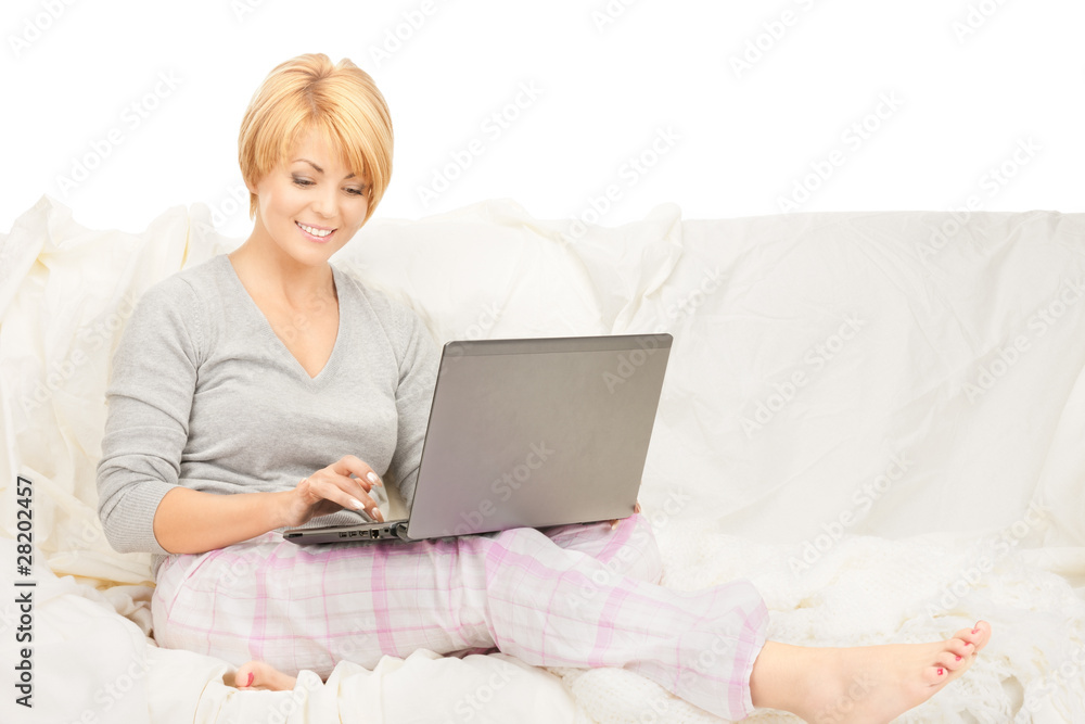 happy woman with laptop computer happy woman with laptop computer