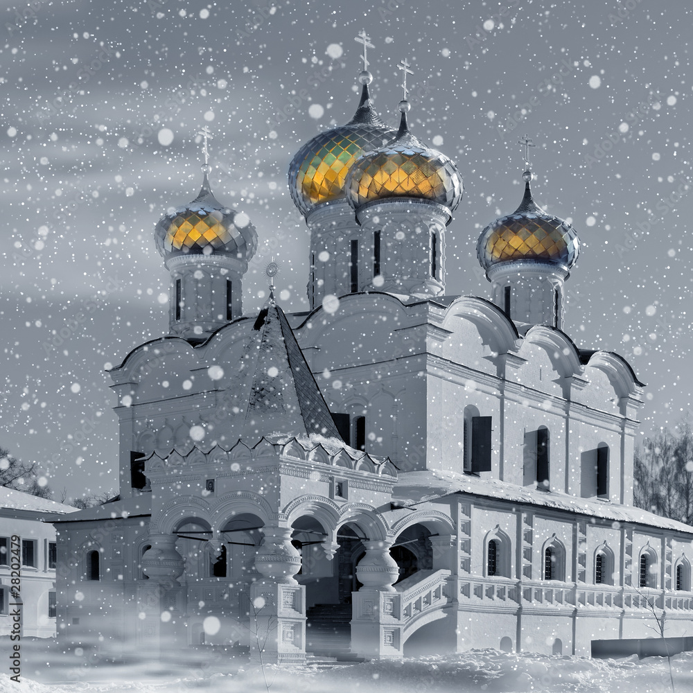 Fototapeta premium Christianity church in Russia, Christmas
