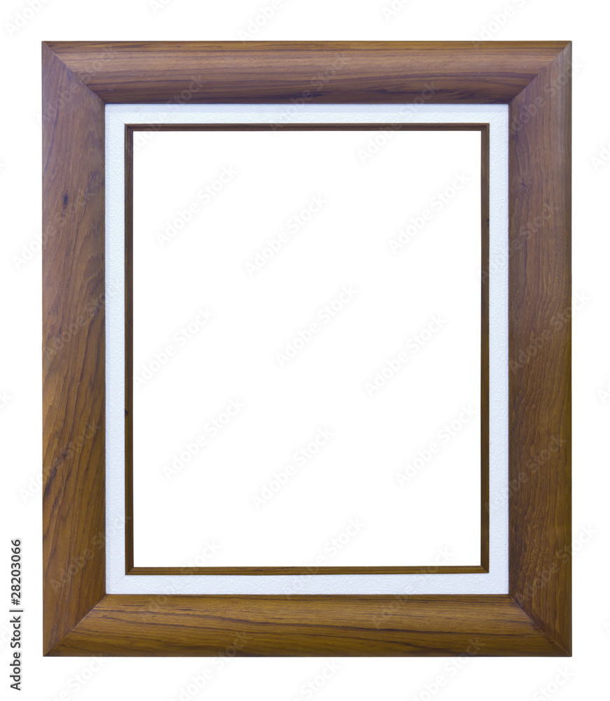 brown wood photo image frame isolated on white background brown wood photo image frame isolated on white background