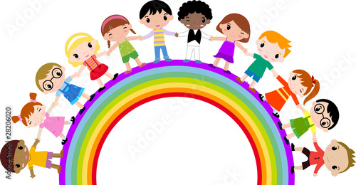 children and rainbow
