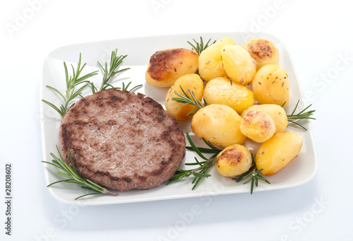 Bilde på lerret Hamburger con patate al forno