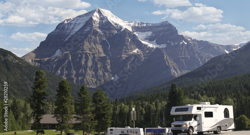 Motor Home at Mount Robson, Rocky Mountains, Canada photo