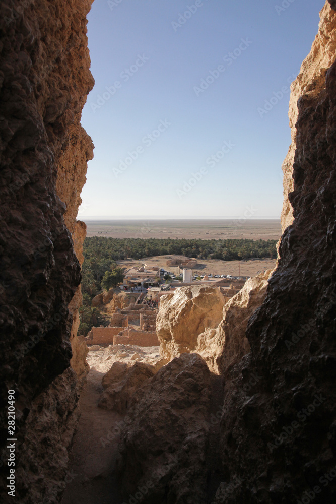 Mountain oasis Chebika at border of Sahara, Tunisia