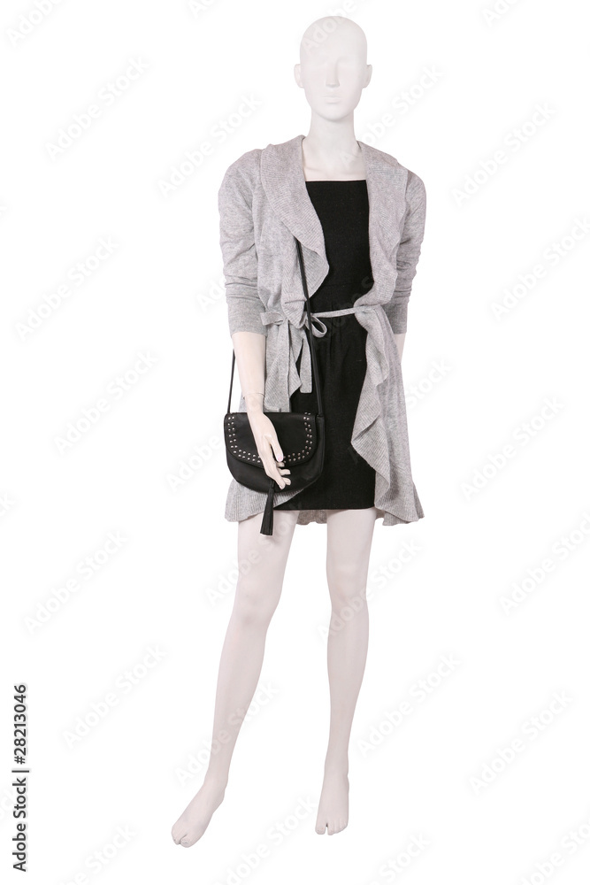 Mannequin dressed in sweater and black dress Mannequin dressed in sweater and black dress