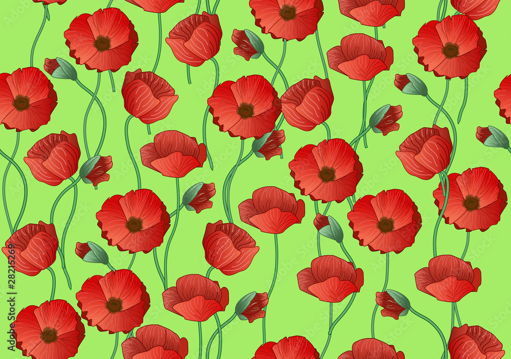 Papaver seamless background (vector) Papaver seamless background (vector)