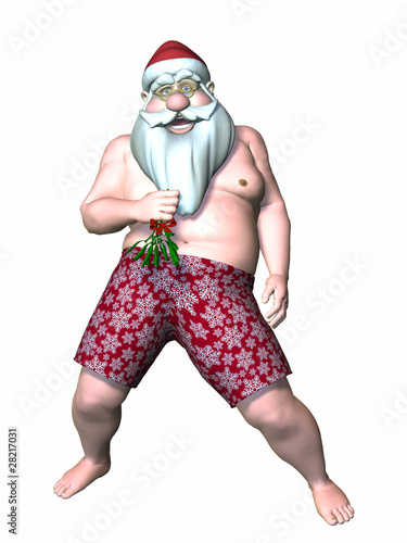 Photography Santa Holding Mistletoe