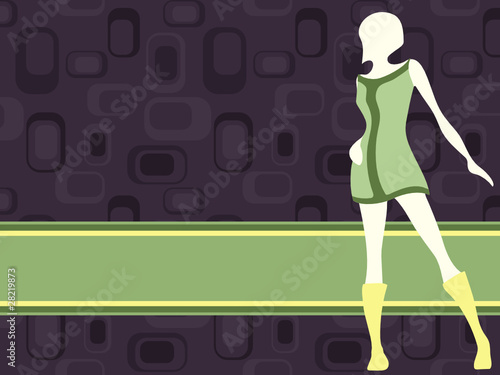 Purple retro banner with mod girl