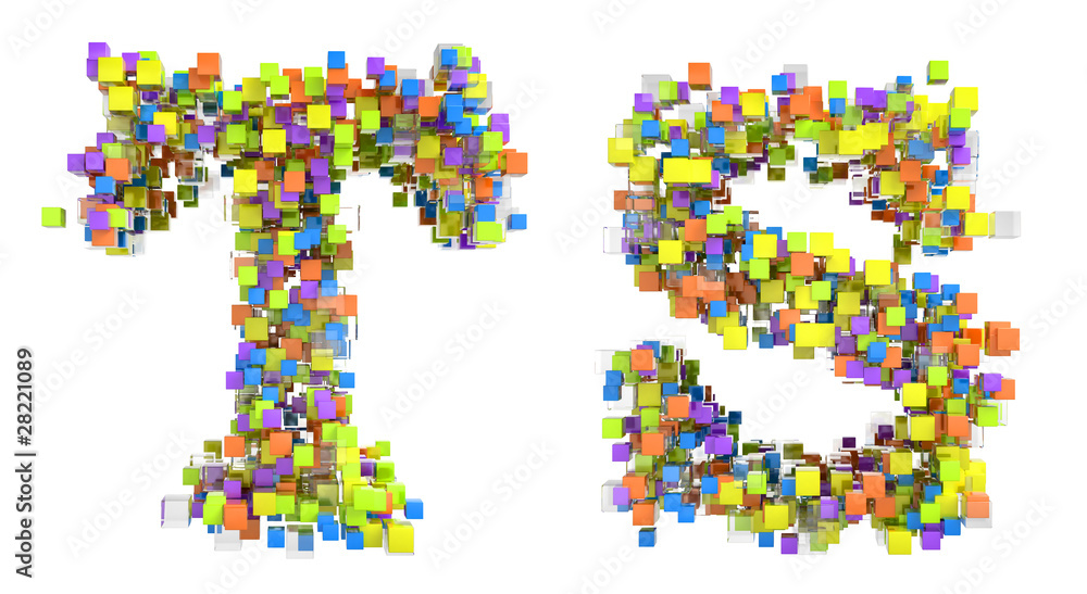 Fototapeta premium Abstract cubic font T and S letters