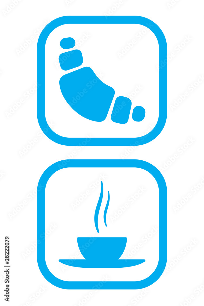 Croissant and Tea Icons Croissant and Tea Icons