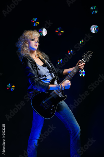 blonde girl with guitar