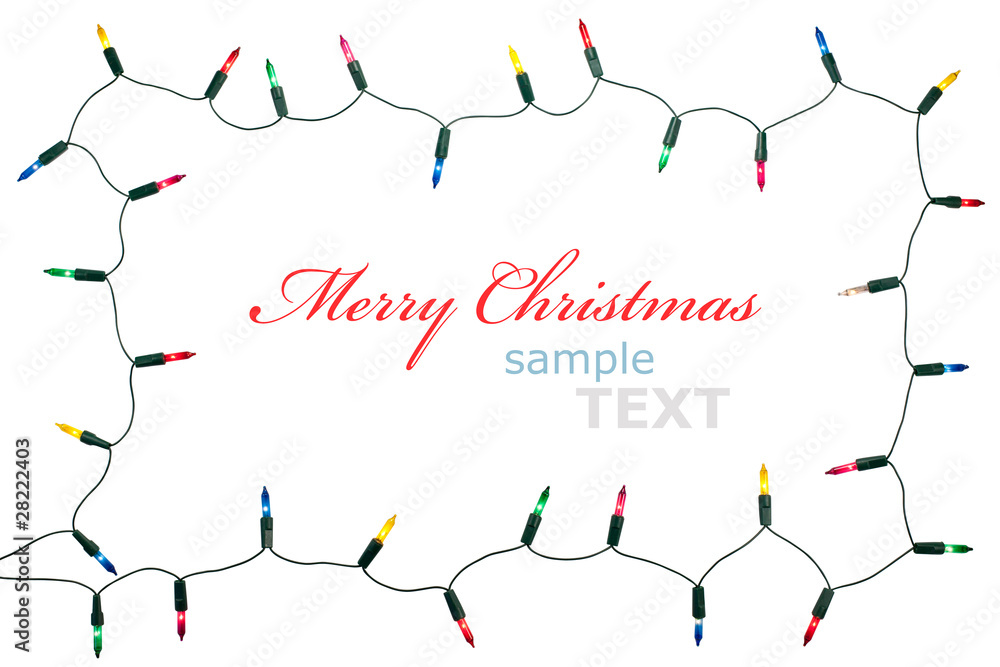 Christmas lights frame isolated on white background with copy sp Christmas lights frame isolated on white background with copy sp