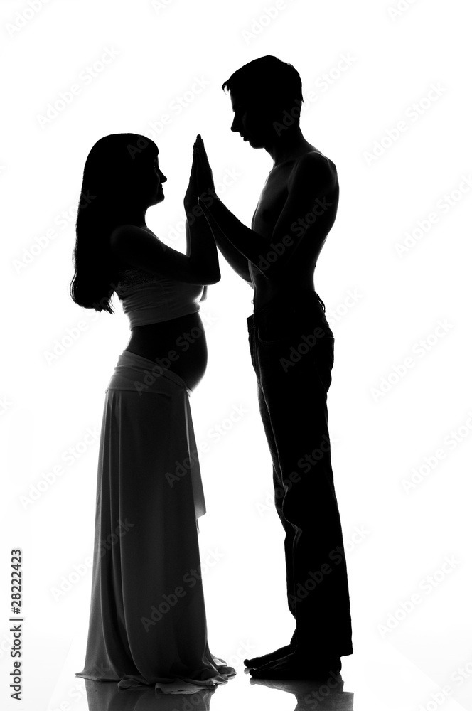 Pregnant couple silhouette