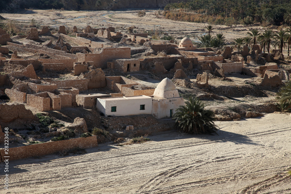 Mountain oasis Tamerza at border of Sahara, Tunisia