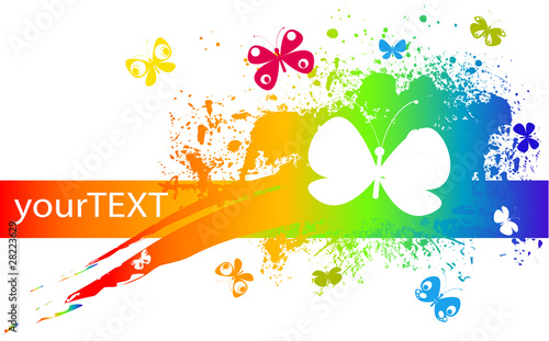 colorfull butterflies paint stain