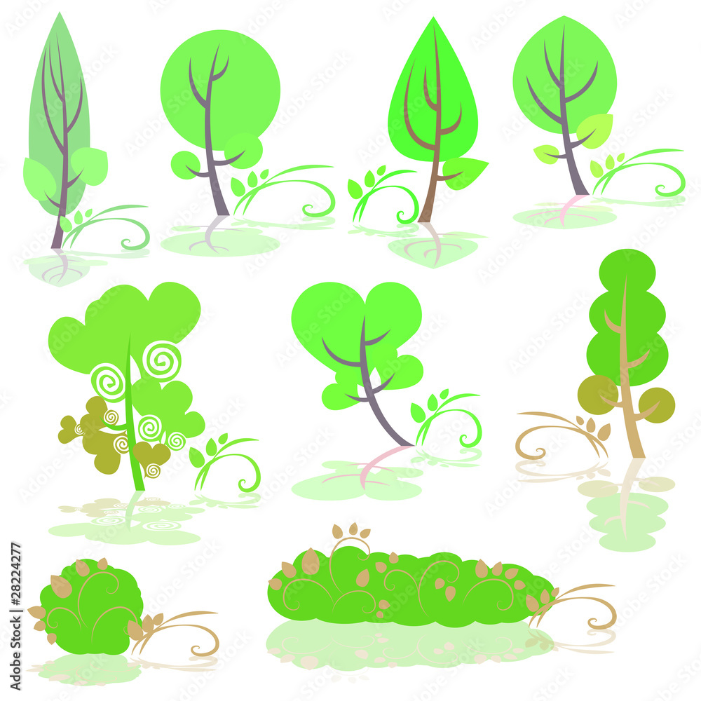 bäume - set grün-abstrakt