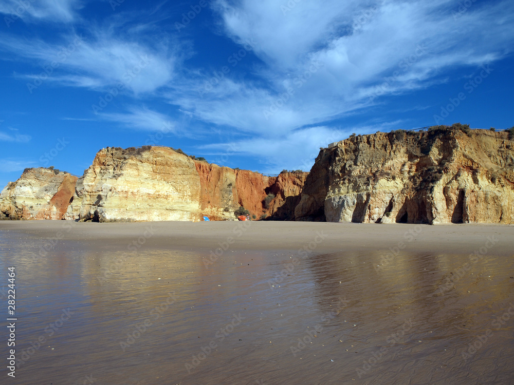 Rocks and wonderful sands on the Algarve coast in Portugal