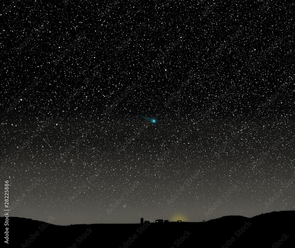 Obraz premium A night time nativity scene with the Christmas star.