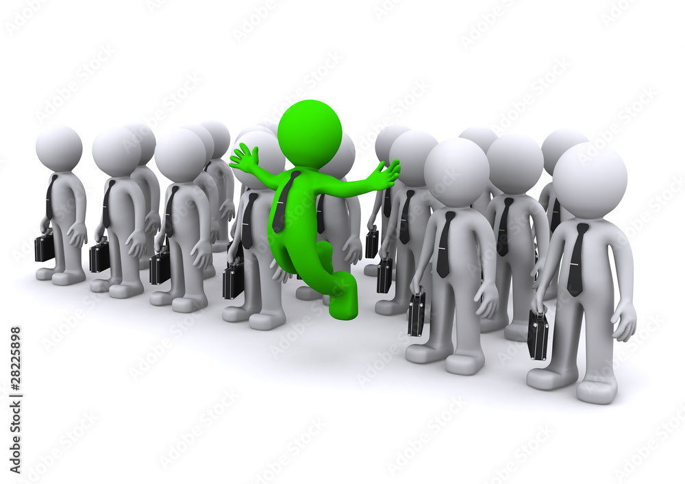 uniqe 3d character standing out from the crowd uniqe 3d character standing out from the crowd