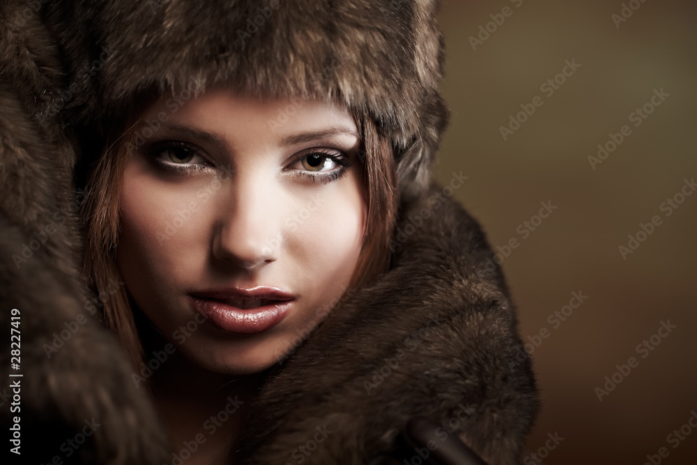 beautiful woman in a fur coat beautiful woman in a fur coat