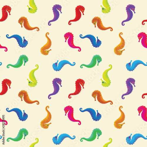 sea horses seamless pattern