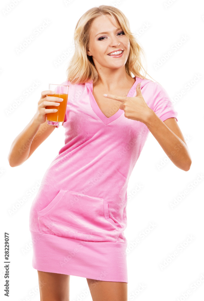 Funny girl with a glass of fresh juice Funny girl with a glass of fresh juice
