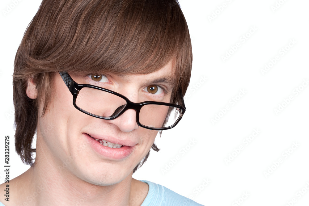 Portrait of young man in glasses isolated on white background Portrait of young man in glasses isolated on white background