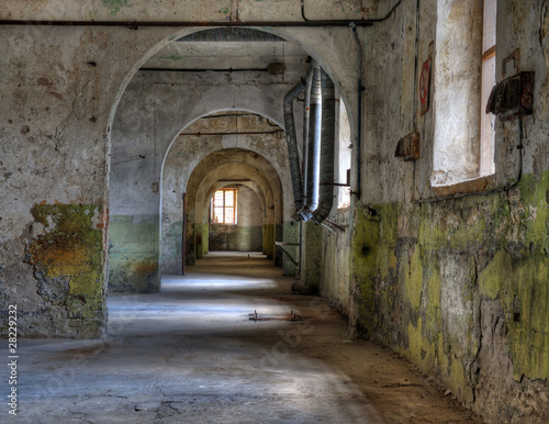 Fototapeta Naklejka Na Ścianę i Meble -  View inside an abandoned prison.